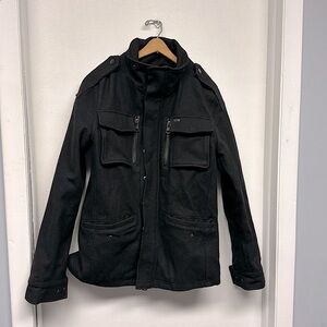 Buffalo David Bitton black peacoat men size small.
